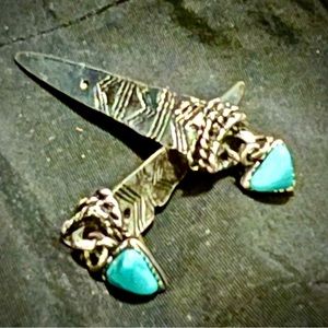 Ladies hand crafted sterling and turquoise earrings.